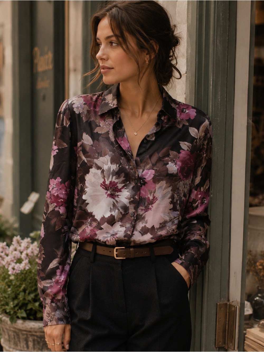 NWT JOIE Silky Floral LS Button Front Top 2 Ways‎ To Wear Untied Tied Size XS